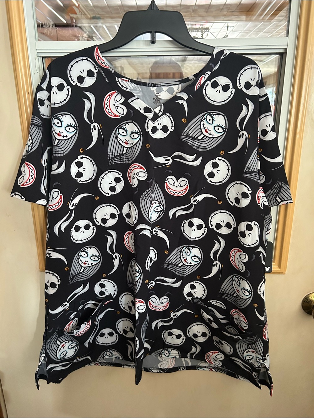 Disney Nightmare Before Christmas Scrubs Halloween Character Print Tunic Top